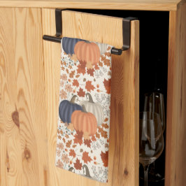 Rustic Fall Autumn Pumpkins Wildblommor Löv Kökshandduk