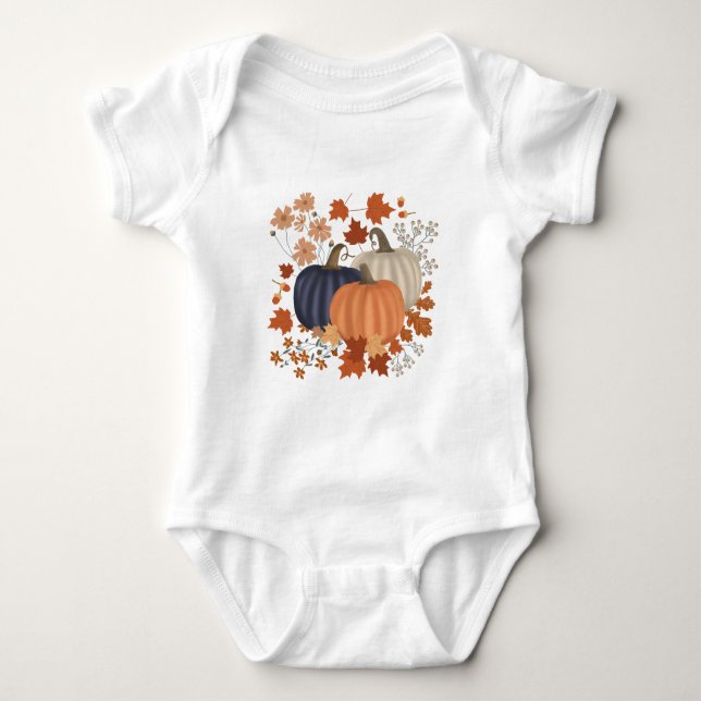 Rustic Fall Autumn Pumpkins Wildblommor Löv T Shirt (Framsida)