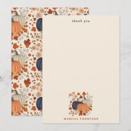 Rustic Fall Autumn Pumpkins Wildblommor Löv Tack Kort