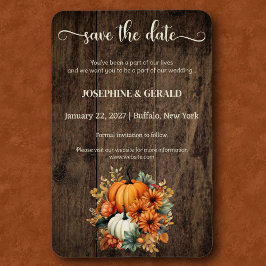 Rustic Fall Autumn Wood Bröllop spara datum Magnet