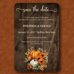 Rustic Fall Autumn Wood Bröllop spara datum Magnet