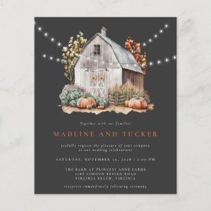 Rustic Fall Barn String Ljus bröllopsinbjudan Flygblad