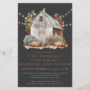 Rustic Fall Barn String Ljus I Do BBQ-inbjudan Flygblad
