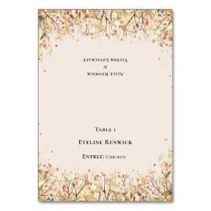 Rustic Fall Beige Menu Choy, mappat platskort Bordsnummer