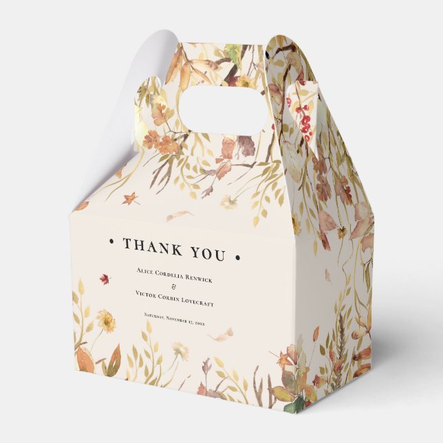 Rustic Fall Beige Wedding Favor Box Presentaskar (Framsidan Sidan)