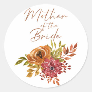 Rustic Fall Blommigt Bröllop Budens mamma Cla Runt Klistermärke