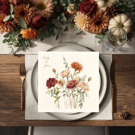 Rustic Fall Blommigt Bröllop Pappra Napkins Pappersservett