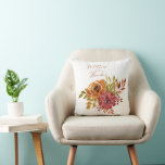 Rustic Fall Blommigt Budens mamma Bröllop Kudde<br><div class="desc">Rustic Red Orange Blommigt Budens mamma Dekorativ kudde. Du kan anpassa den genom att ändra namn. Perfekt gåva till möhippa,  födelsedag,  årsdag och bröllop.</div>