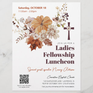 Rustic Fall Blommigt Church Dam Luncheon Flyer