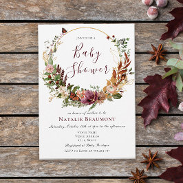 Rustic Fall Blommigt & Greenery Baby Shower Inbjudningar