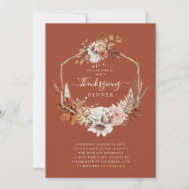 Rustic Fall Blommigt Löv Thanksgiving Middag Inbjudningar