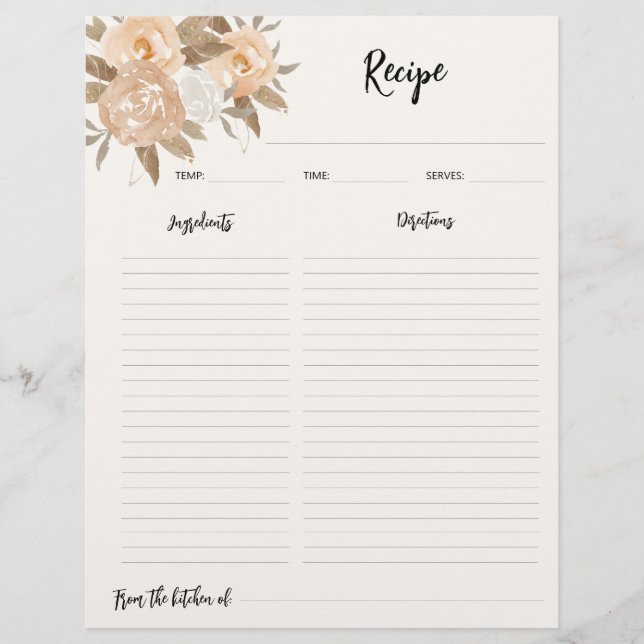 Rustic Fall Blommigt, mottagare Binder Papper Reklamblad (Framsidan)