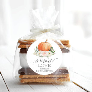 Rustic Fall Blommigt Pumpkin S More Kärlek Favor Runt Klistermärke