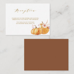 Rustic Fall Blommigt Pumpkin Wedding Reception Gul Tilläggskort