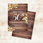 Rustic Fall Blommigts Guld Foil Dots 50:e födelsed Inbjudningar<br><div class="desc">Den här utformningen har söt färgat grenar och löv höst färger med faux guld-folie på en rustik träbakgrund. Klicka på anpassningsknappen om du vill ha mer flexibilitet när du ändrar texten eller flyttor grafiken! Det finns både variationer i denna design och samordnade produkter i vår butik, zazzle.com/store/doodlelulu. Kontakta oss om...</div>