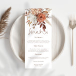 Rustic Fall Blommigts Pampas Grasses Fall Wedding Meny<br><div class="desc">Rustic Fall Blommigts Pampas Grasses Fall Wedding. Hösten färgad blommigtar överst,  med ett skript för elegant för meny och som är enkelt att anpassa resten av texten till dina behov.</div>