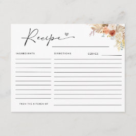 Rustic Fall Boho Arch Pampas Grass Recipe-kort Tilläggskort