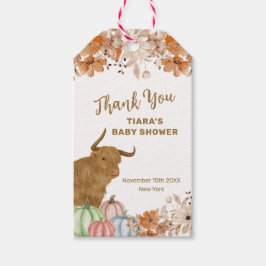 Rustic Fall Boho Blommigt Highland Cow Baby Shower Presentetikett