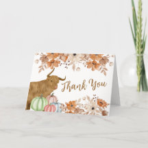 Rustic Fall Boho Blommigt Highland Cow Baby Shower