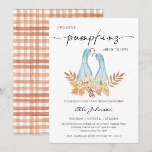 Rustic Fall Boy Twillingars Pumpkins Baby Shower Inbjudningar