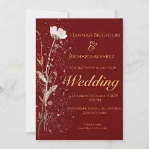 Rustic Fall Burgandy Bohemian Wildblomma Bröllop Inbjudningar