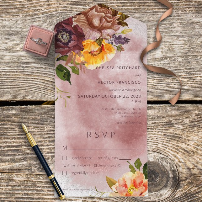 Rustic Fall Burgundy Gult Blommigt Vin Middag (Skapare uppladdad)