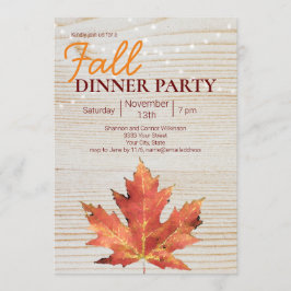 Rustic Fall Dinner Party String Ljus Wood Inbjudningar