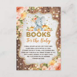 Rustic Fall Elephant Pumpkin Bokar för Baby Card Tilläggskort