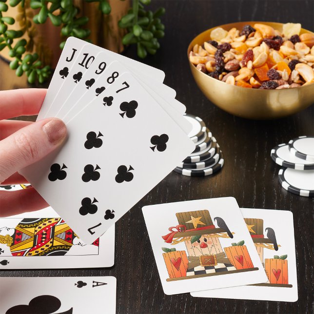Rustic Fall Fågelskrämma med pumpor och Kråka Casinokort (Skapare uppladdad)