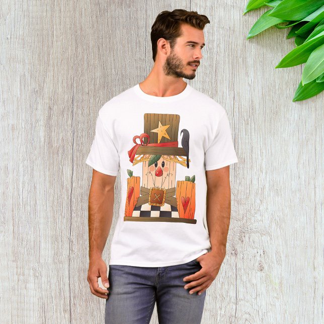 Rustic Fall Fågelskrämma med pumpor och Kråka T Shirt (Skapare uppladdad)