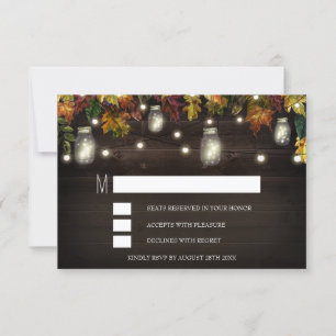 Rustic Fall Firefly Mason Burk Bröllop OSA Card