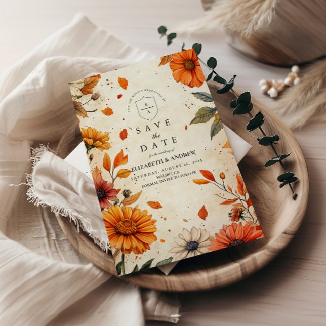 Rustic Fall Flower Bröllop Spara Datumet (Skapare uppladdad)
