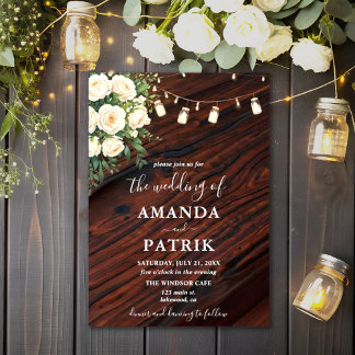 Rustic Fall Flowers Boho Chic Stil Bröllop Inbjudningar