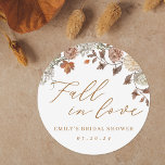 Rustic Fall Foliage Fall Fall Fall Fall Fall i Kär Runt Klistermärke<br><div class="desc">Anpassningsbar-designade bröllop- och möhippa-klistermärken med "fall i kärlek",  modern kalligrafi med rustik vattenfärg,  höstfärgad blommigt och bladdesign.</div>