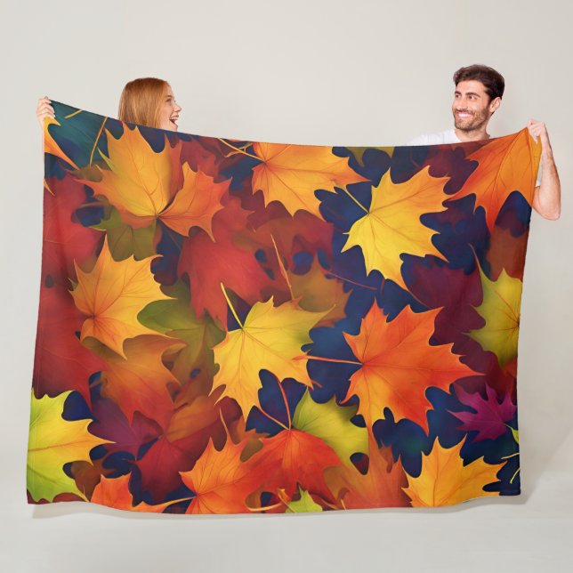 Rustic Fall Foliage Fleece Blanket (På plats)