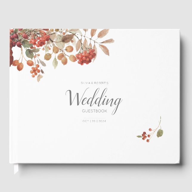 Rustic Fall Foliage Watercolor Bröllop Gästböcker (Framsida)