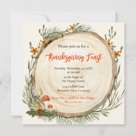 Rustic Fall Foliage Wildblommor Mushroom Inbjudningar