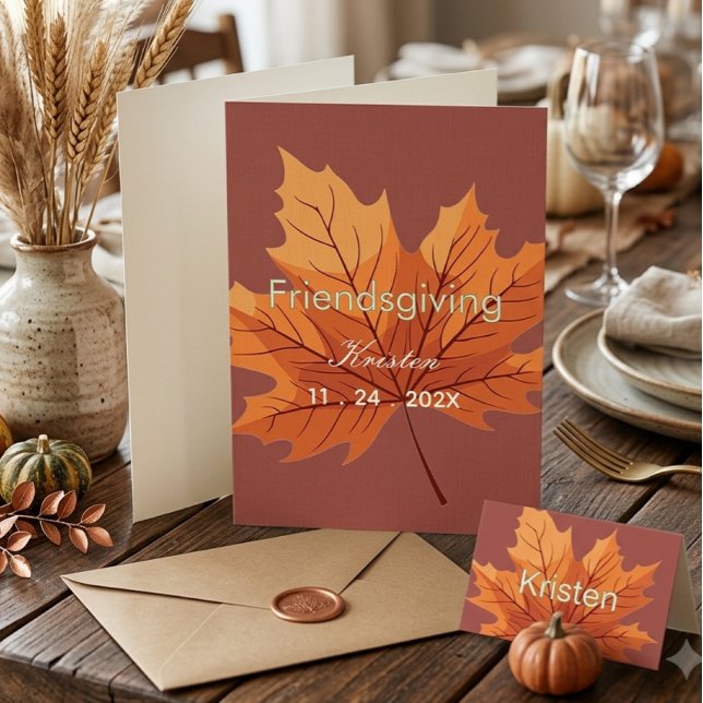 Rustic Fall Friendsgiving Anpassade Namn   Kort (Skapare uppladdad)