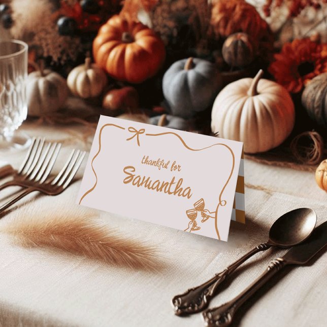 Rustic Fall Friendsgiving Dinner Table Place Cards Placeringskort (Skapare uppladdad)