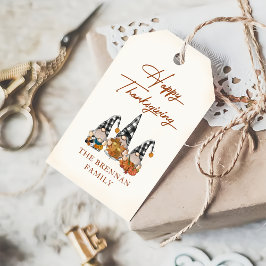 Rustic Fall Gnomes Pumpkin Happy thanksgiving Presentetikett