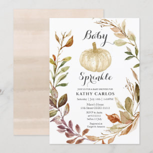 Rustic Fall Greenery White Pumpkin Baby Sprinkle Inbjudningar