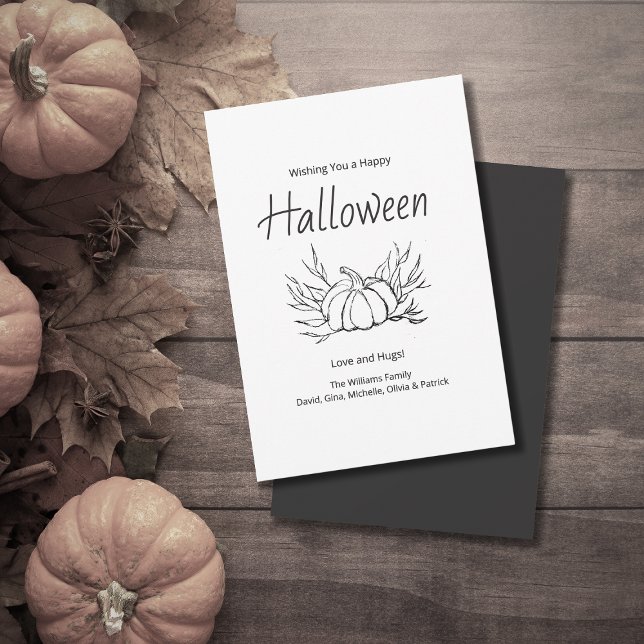 Rustic Fall Happy halloween Simple Pumpkin Julkort (Skapare uppladdad)