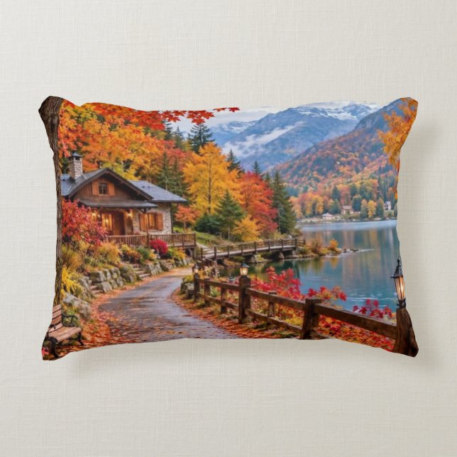 Rustic Fall Hideaway Prydnadskudde (Framsidan)