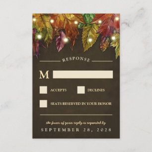 Rustic Fall Höst löv Bröllop OSA Card Kort