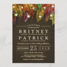 Rustic Fall Höst löv bröllopsinbjudningar