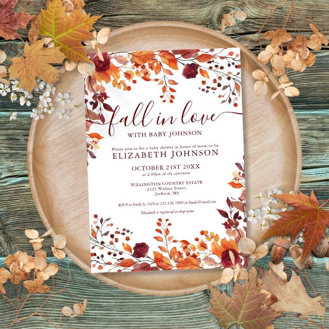 Rustic-fall i Kärlek-höstens babybordsinbjudan Inbjudningar (Rustic Fall In Love Autumn Baby Shower Invitation)