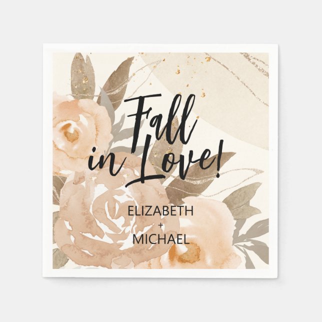 Rustic Fall i Kärlek Peach Flowers Pappersservett (Framsidan)