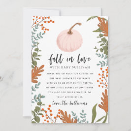Rustic Fall i Kärlek Rosa Pumpkin Baby Shower Tack Kort
