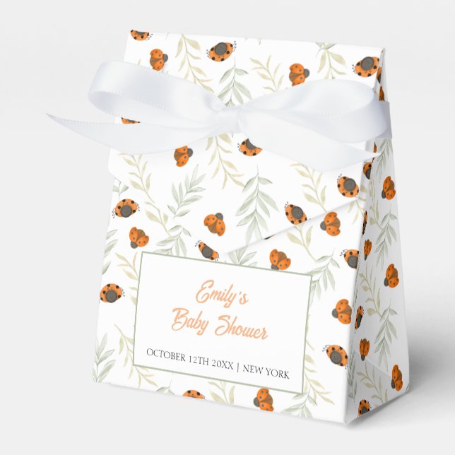 Rustic Fall Ladybug Greenery Baby Shower Presentaskar (Framsidan Sidan)