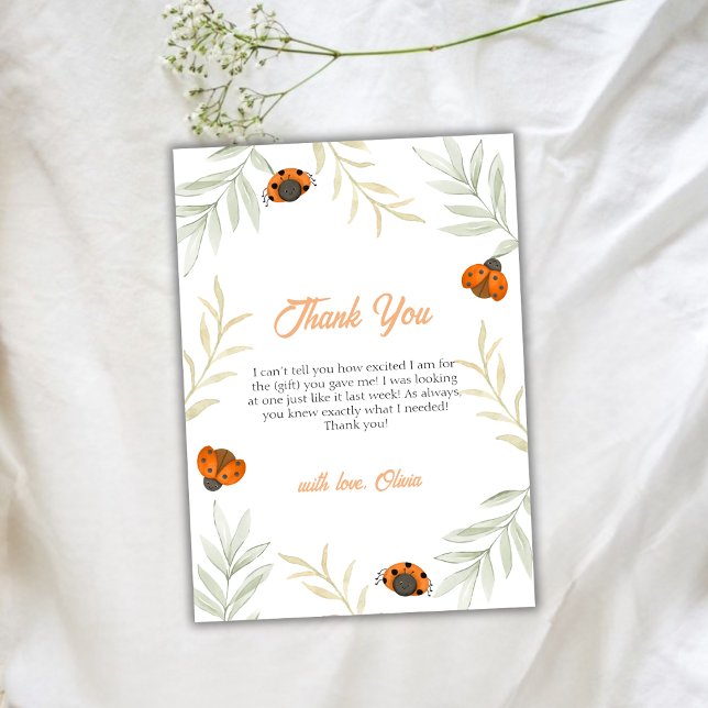Rustic Fall Ladybug Greenery Baby Shower Tack Kort (Rustic Fall Ladybug Greenery Baby Shower Thank You Card)